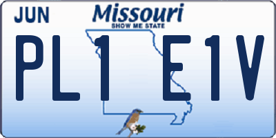 MO license plate PL1E1V