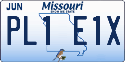 MO license plate PL1E1X