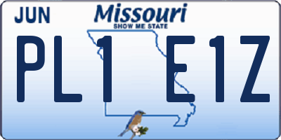 MO license plate PL1E1Z