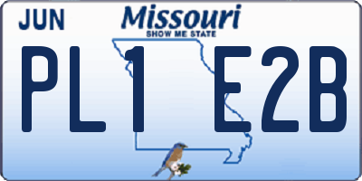 MO license plate PL1E2B