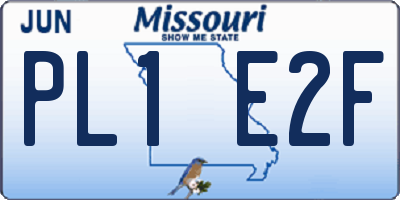 MO license plate PL1E2F