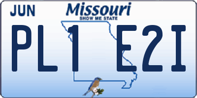 MO license plate PL1E2I