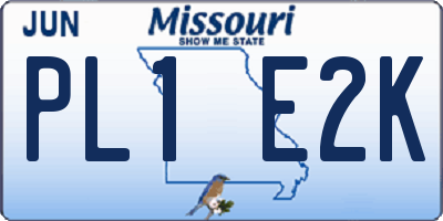 MO license plate PL1E2K