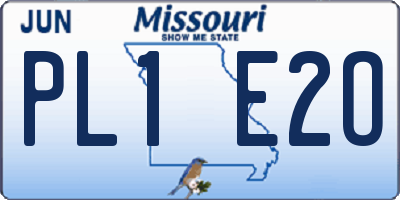 MO license plate PL1E2O