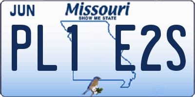 MO license plate PL1E2S