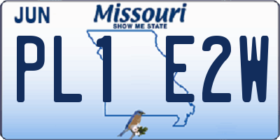 MO license plate PL1E2W