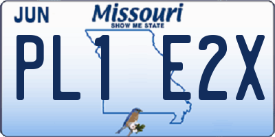MO license plate PL1E2X