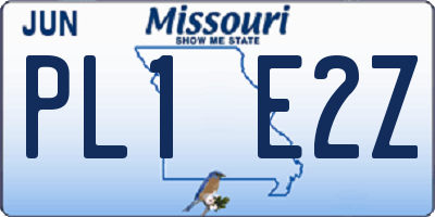 MO license plate PL1E2Z