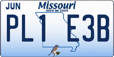 MO license plate PL1E3B