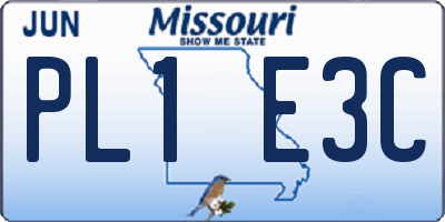 MO license plate PL1E3C
