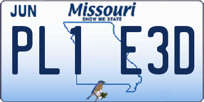 MO license plate PL1E3D