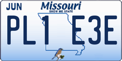 MO license plate PL1E3E