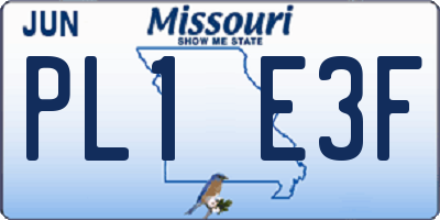 MO license plate PL1E3F