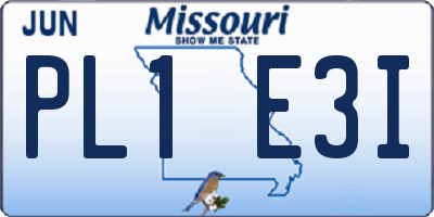 MO license plate PL1E3I