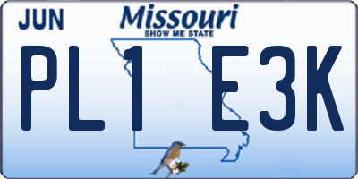 MO license plate PL1E3K