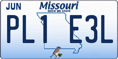 MO license plate PL1E3L