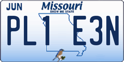 MO license plate PL1E3N