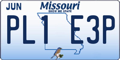 MO license plate PL1E3P