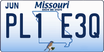 MO license plate PL1E3Q