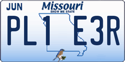 MO license plate PL1E3R
