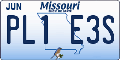 MO license plate PL1E3S