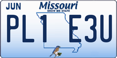 MO license plate PL1E3U