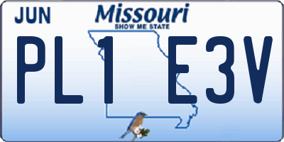 MO license plate PL1E3V