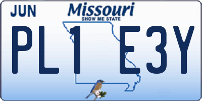 MO license plate PL1E3Y
