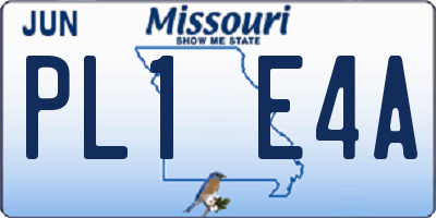 MO license plate PL1E4A