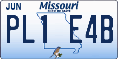 MO license plate PL1E4B