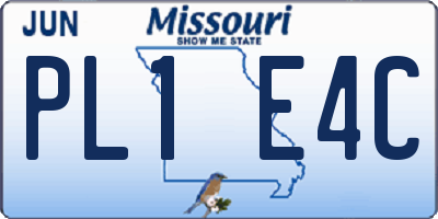 MO license plate PL1E4C