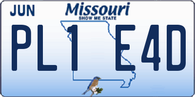 MO license plate PL1E4D