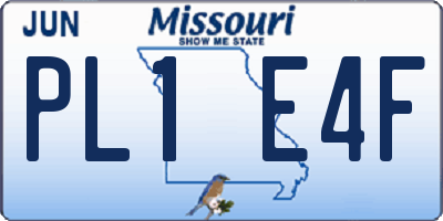 MO license plate PL1E4F