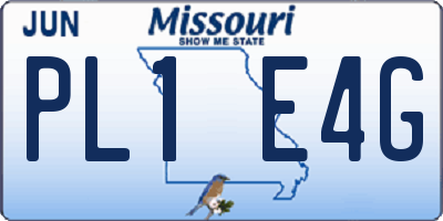 MO license plate PL1E4G
