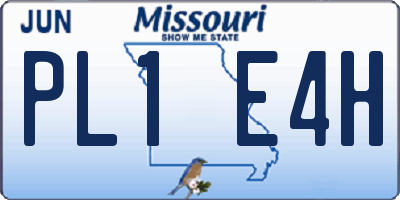MO license plate PL1E4H