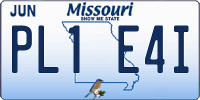 MO license plate PL1E4I