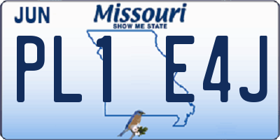 MO license plate PL1E4J