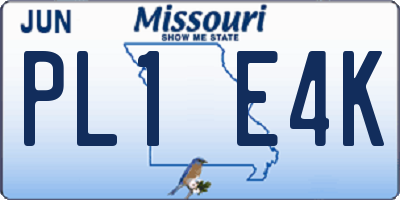 MO license plate PL1E4K