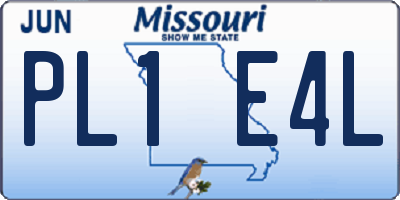 MO license plate PL1E4L