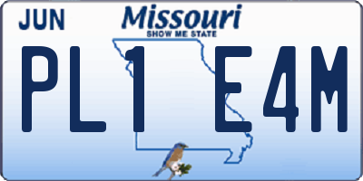 MO license plate PL1E4M