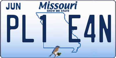 MO license plate PL1E4N