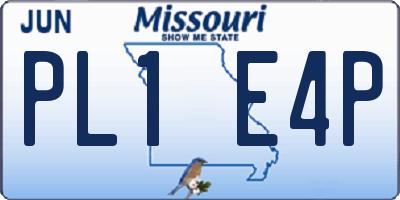 MO license plate PL1E4P