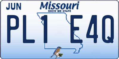 MO license plate PL1E4Q