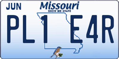 MO license plate PL1E4R