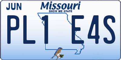 MO license plate PL1E4S