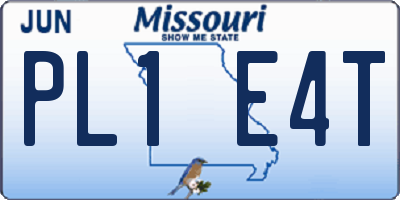 MO license plate PL1E4T