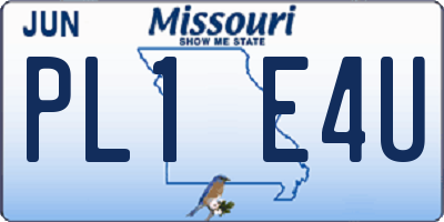MO license plate PL1E4U