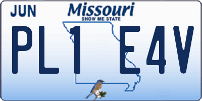 MO license plate PL1E4V