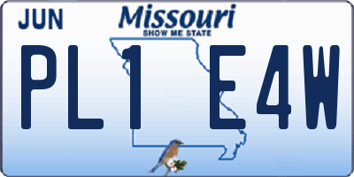 MO license plate PL1E4W
