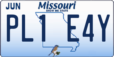 MO license plate PL1E4Y